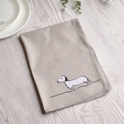 Sausage Dog Tea Towel on table