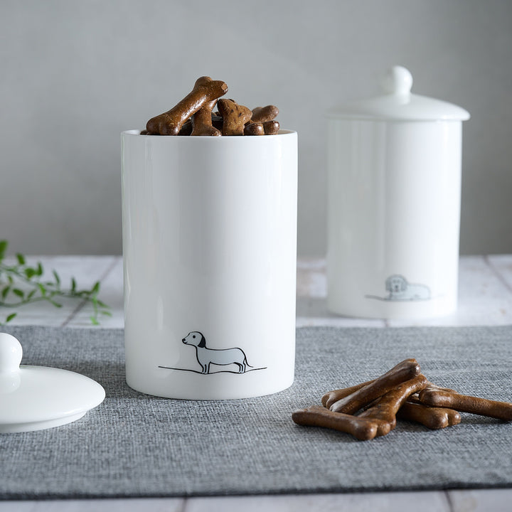 Sausage Dog Storage Jar with dog biscuits