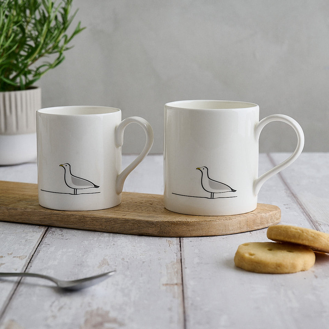 Seagull Mug Standard and Large with biscuits