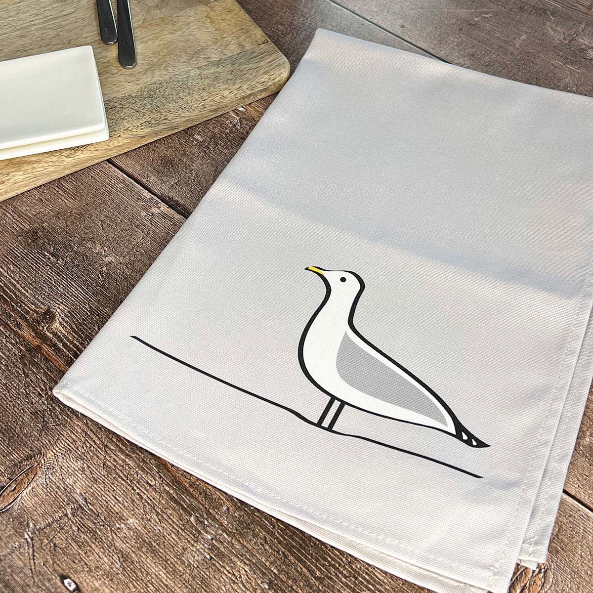 Seagull Tea Towel on table