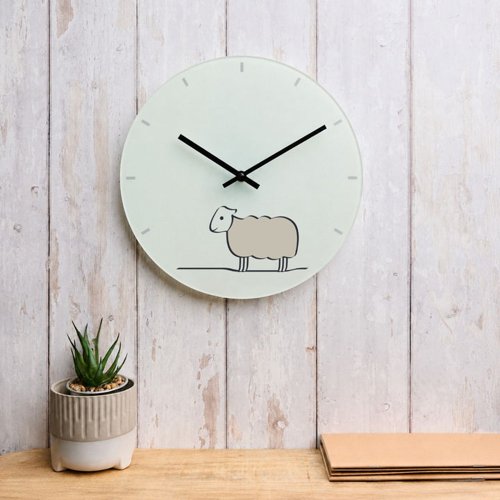 Sheep Glass Wall Clock