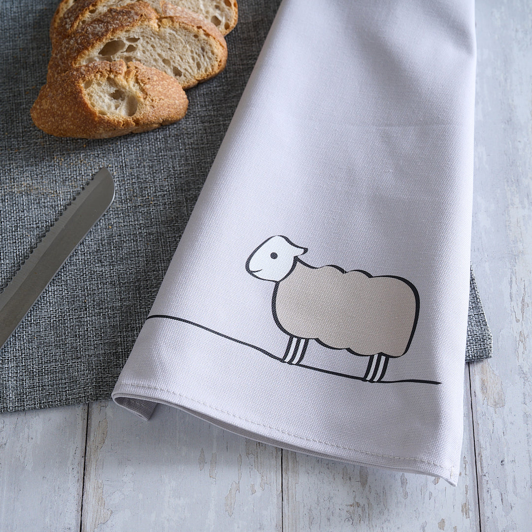 Sheep Tea Towel on table