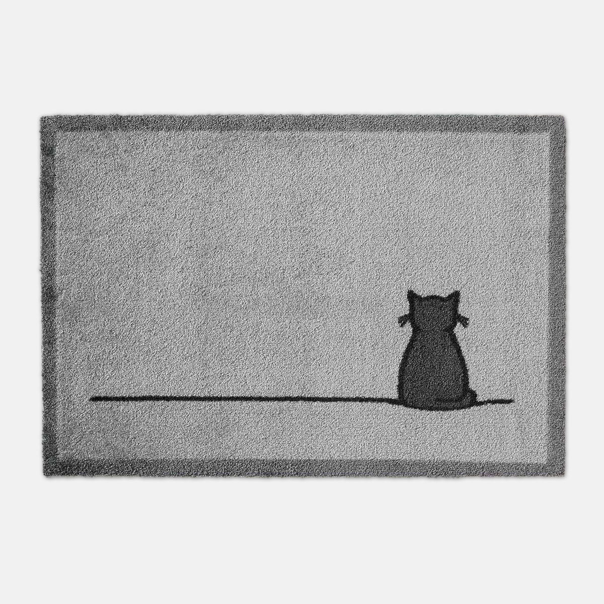 Sitting Cat Doormat Grey 50 x 70cm