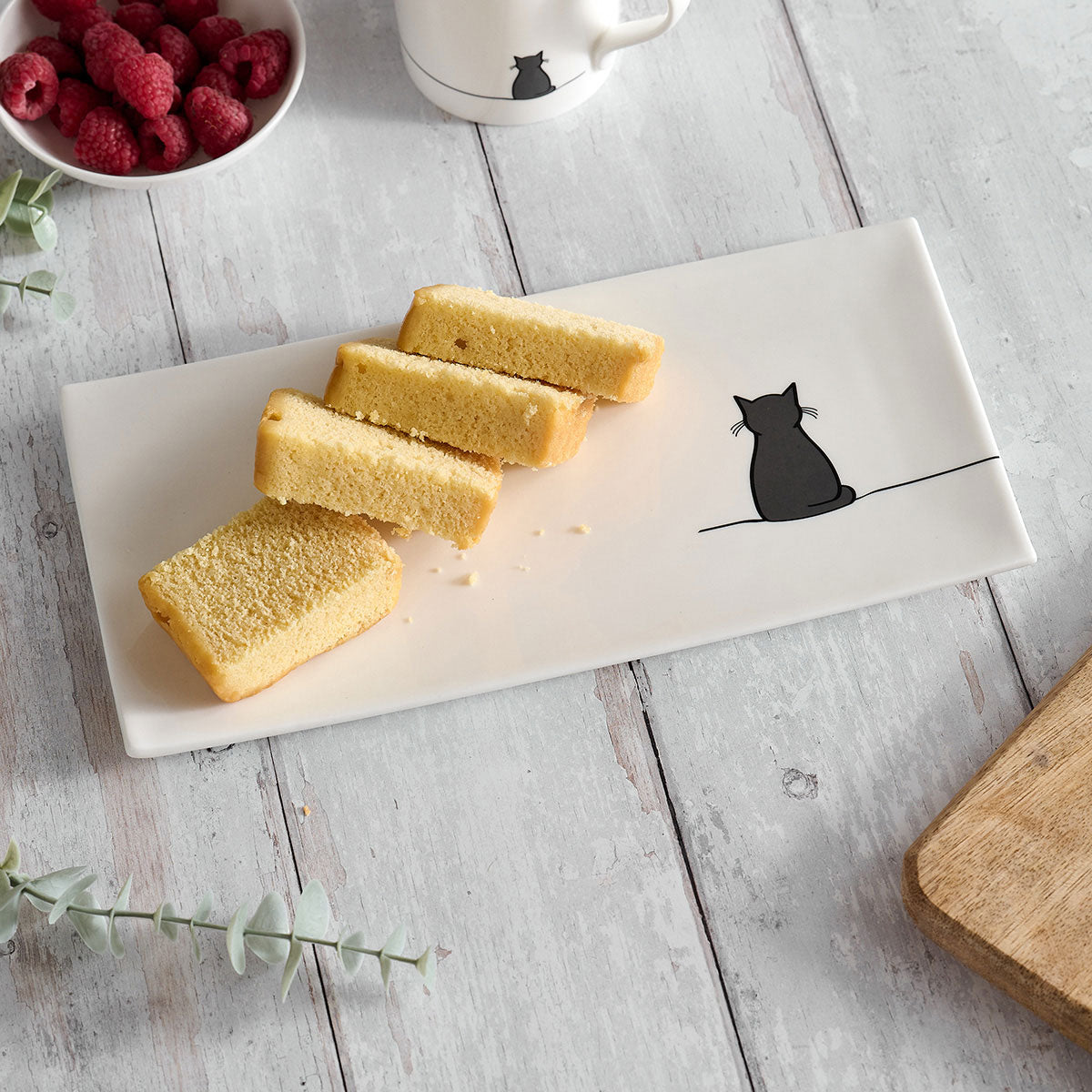 Sitting Cat Large Serving Tray with cake