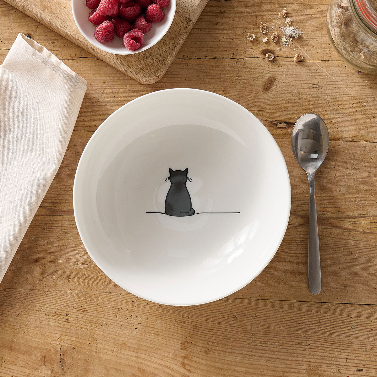 Sitting Cat Pasta Bowl on table
