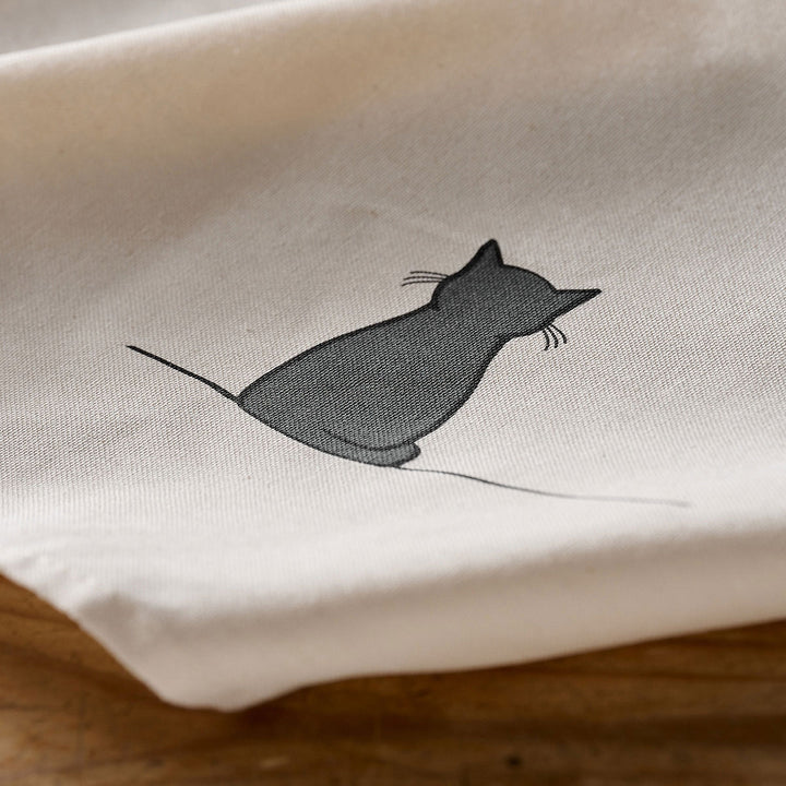 Sitting Cat Tea Towel close up