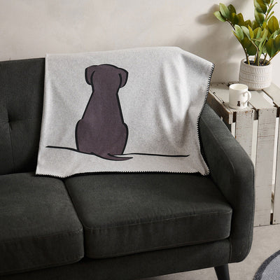 Sitting Dog Fleece Blanket on sofa