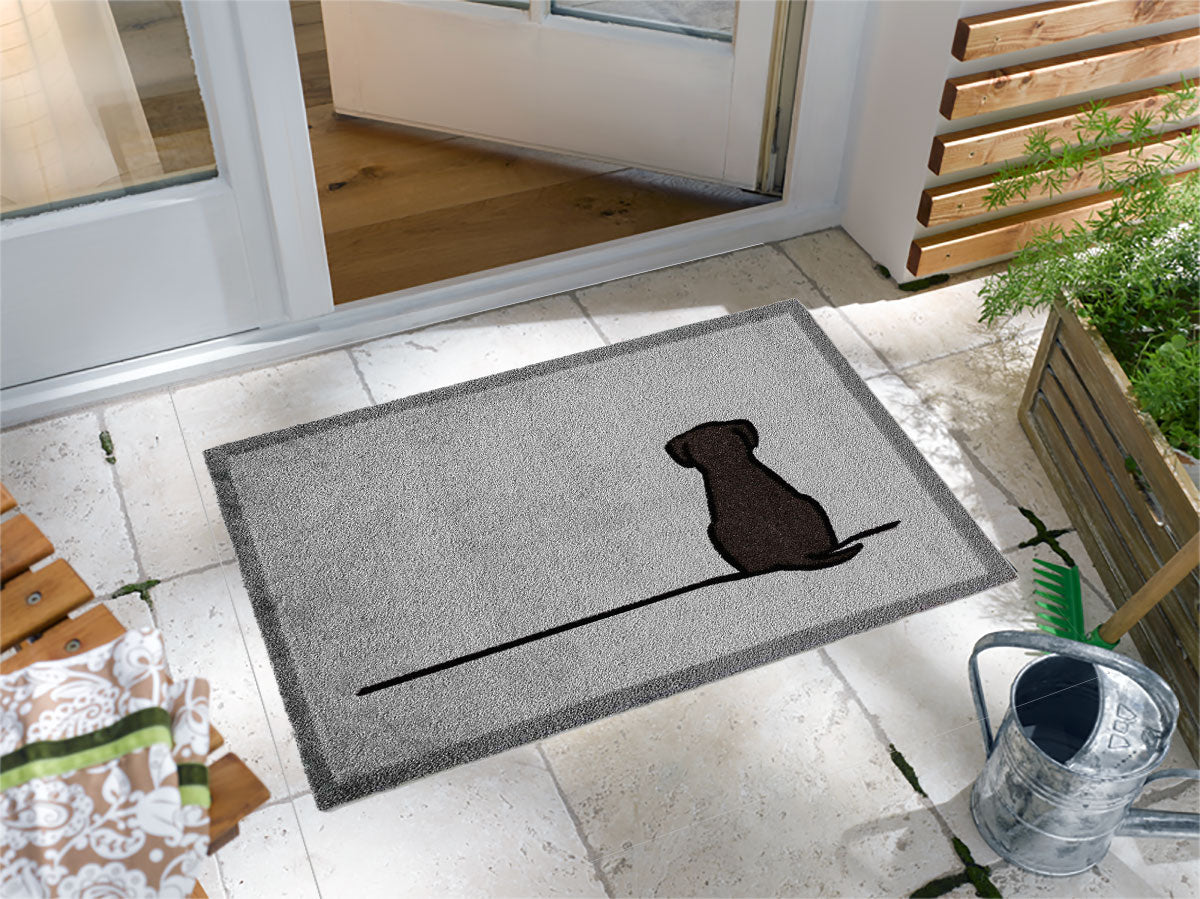 Sitting Dog Doormat by Front Door