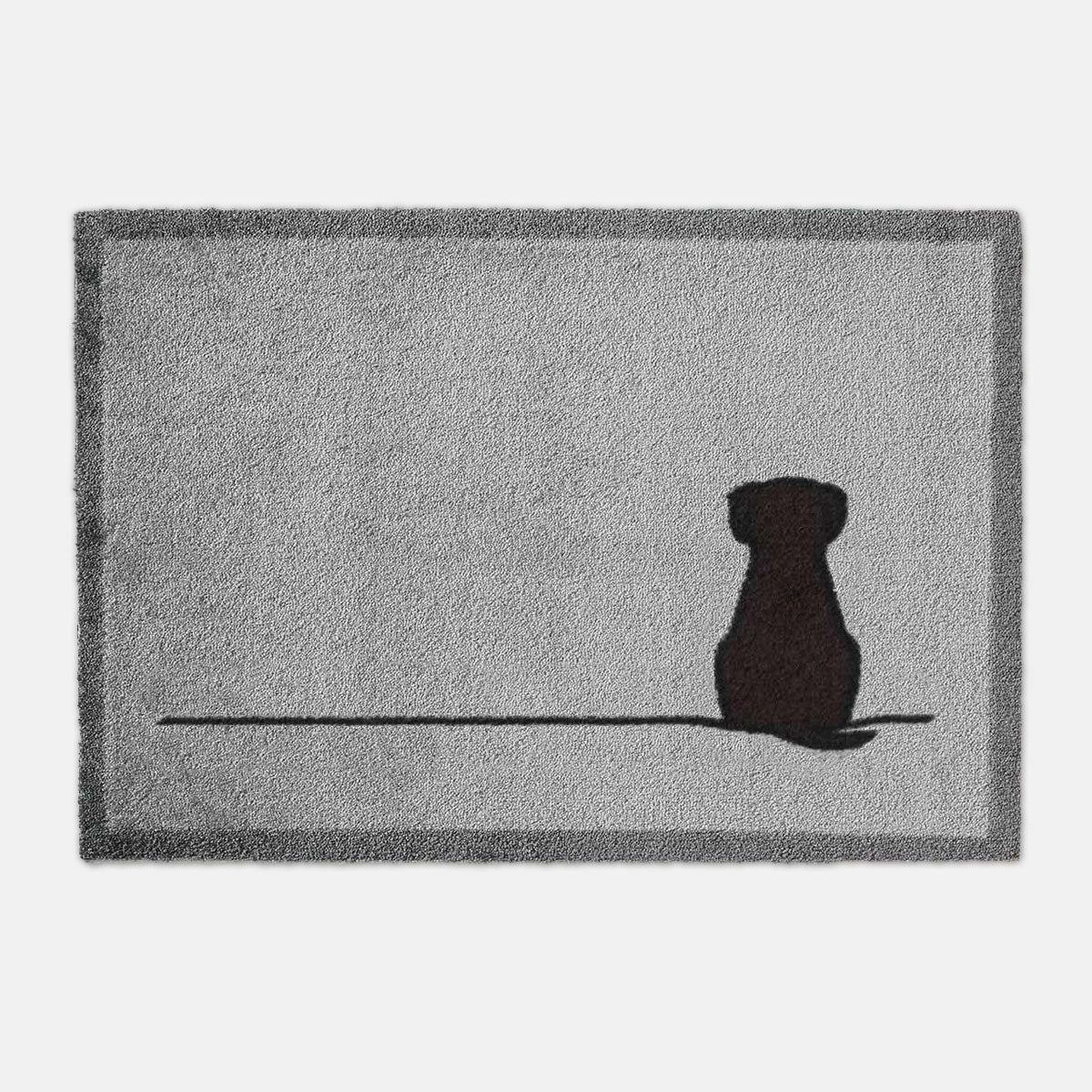 Sitting Dog Doormat, Grey