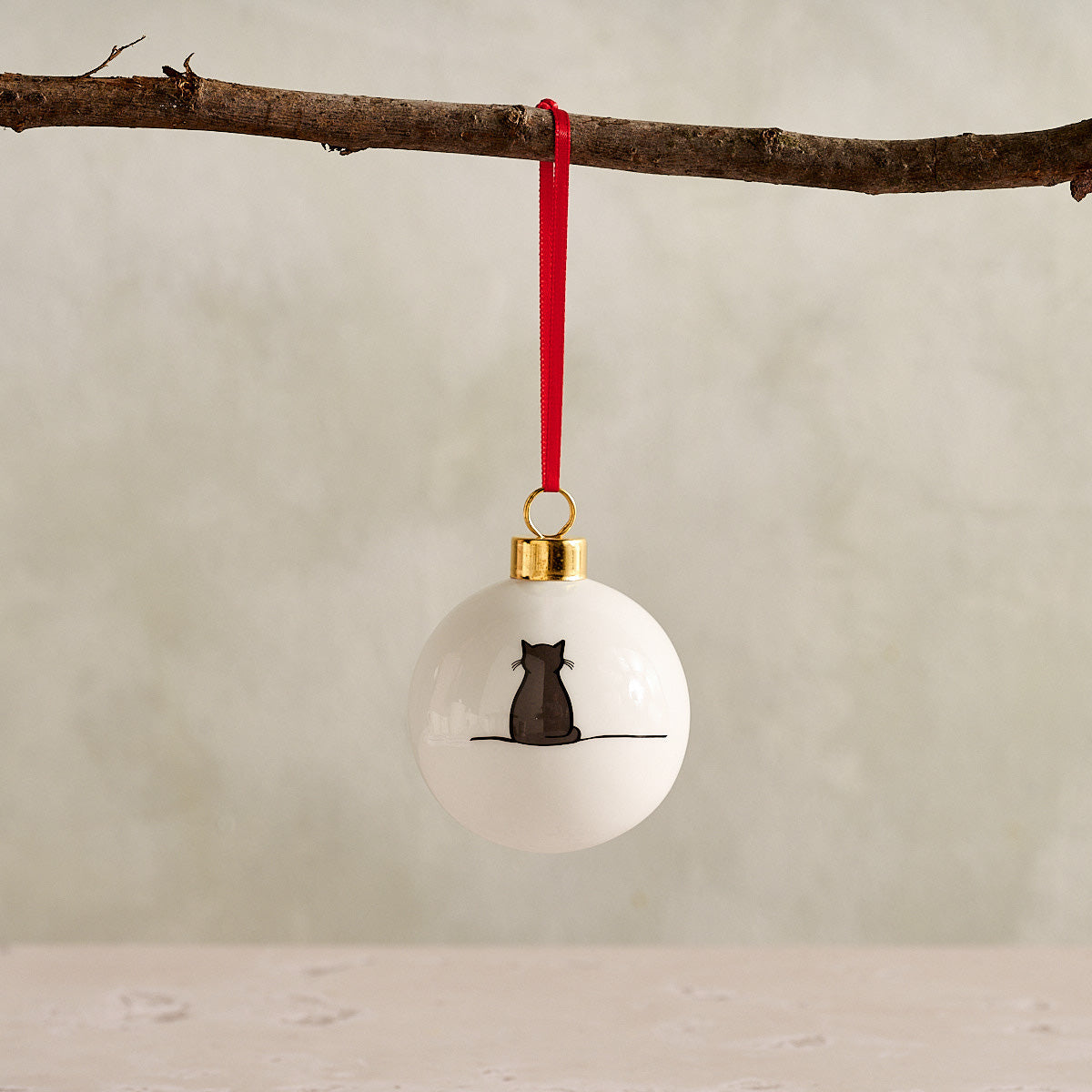 Sitting Cat Bauble, fine bone china