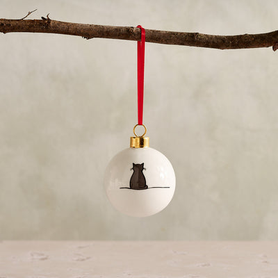 Sitting Cat Bauble, fine bone china