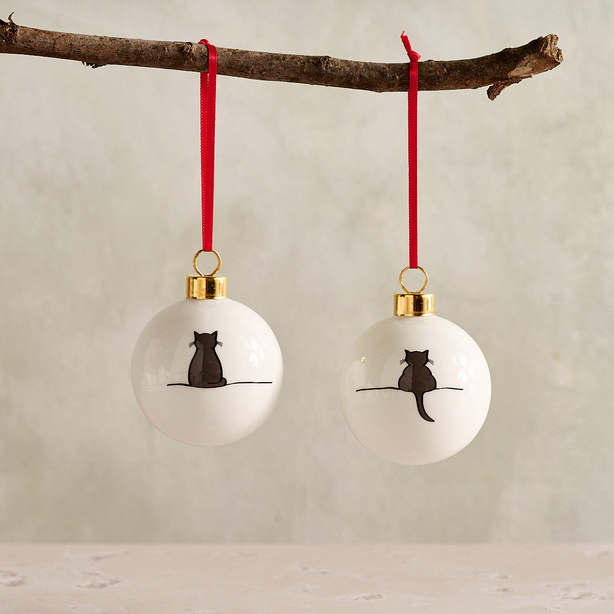 Sitting Cat and Crouching Cat Bauble