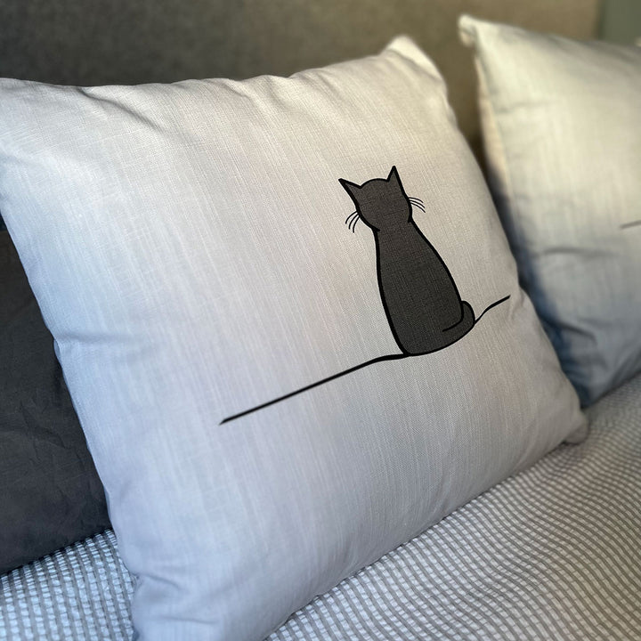 Sitting Cat Cushion on Bed