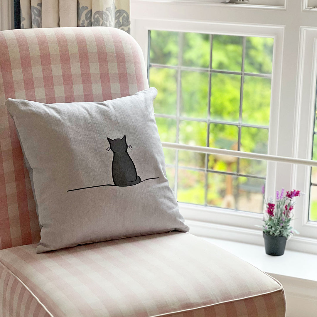 Sitting Cat Cushion on Chair