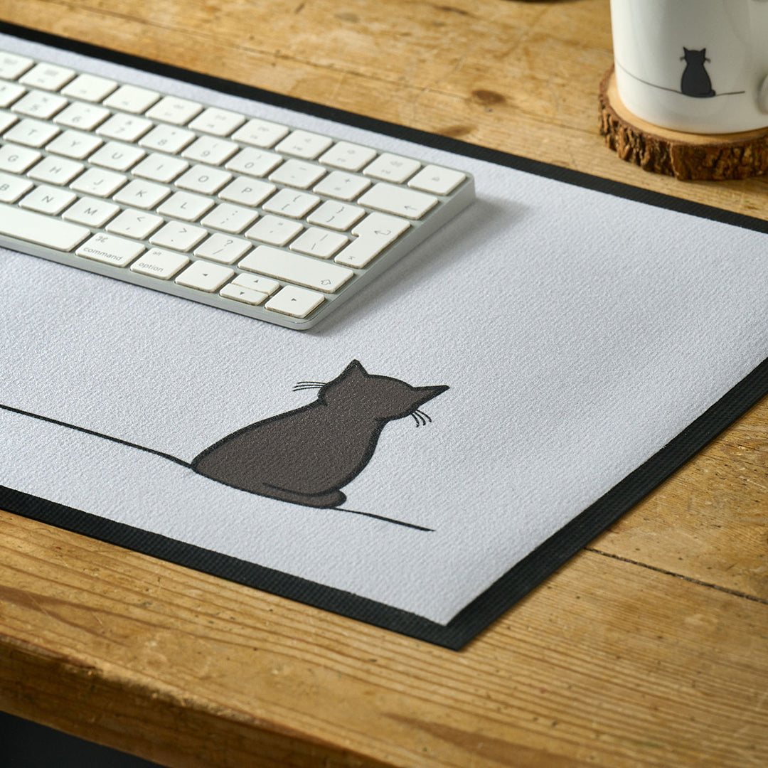 Sitting Cat Desk Mat  close up
