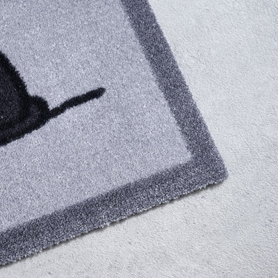 Close up of doormat corner in grey