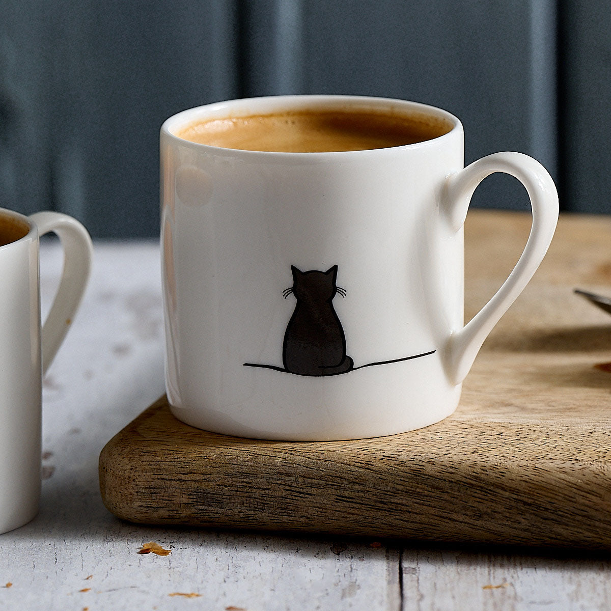 Cat Espresso Mugs, Set of 2, with Sitting Cat