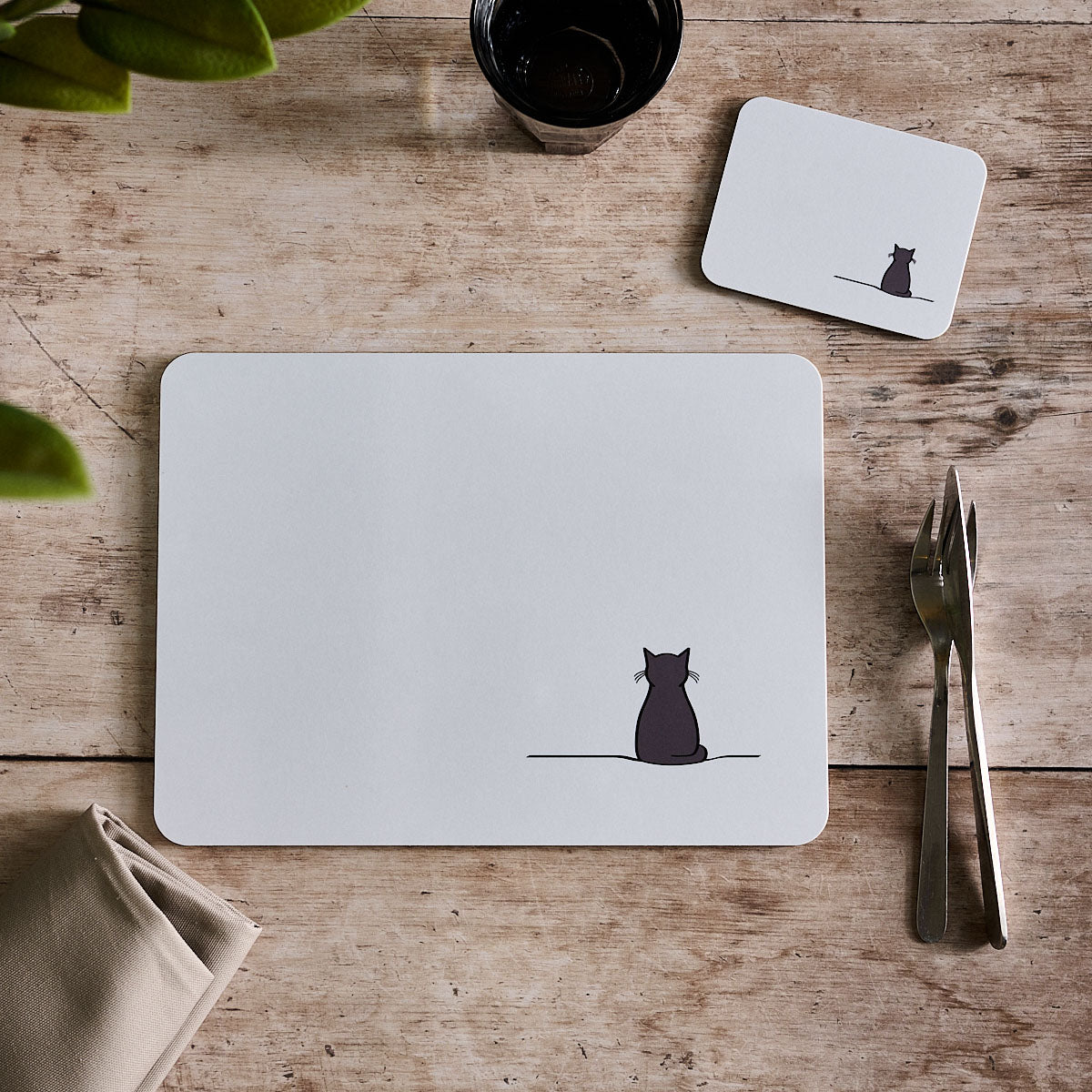 Sitting Cat Placemat and Coaster