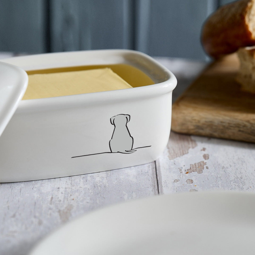 Sitting Dog Butter Dish