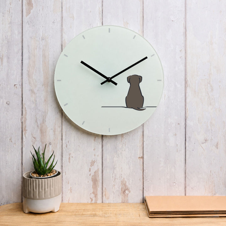 Sitting Dog Glass Wall Clock