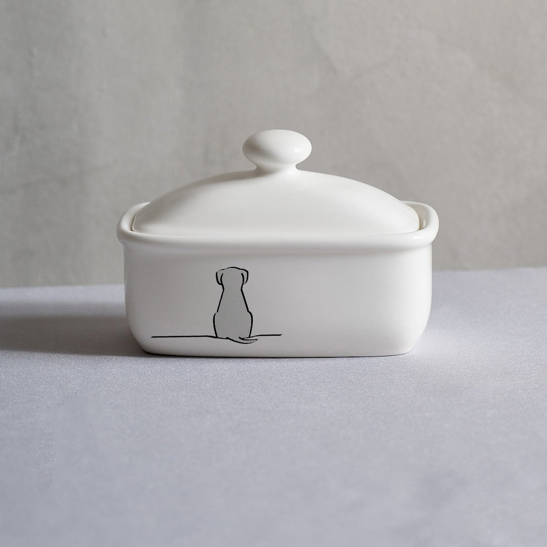 Sample - Sitting Dog Butter Dish - Light Grey Edition
