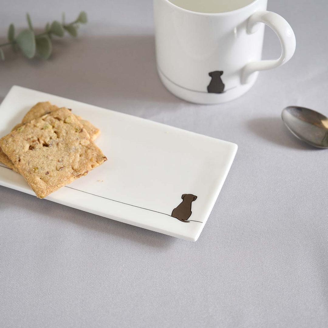 Sitting Dog Mini Tray with biscuits
