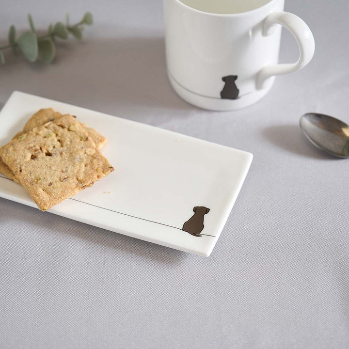 Sitting Dog Mini Tray with biscuits