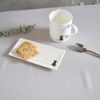 Sitting Dog Mini Tray with biscuits and mug