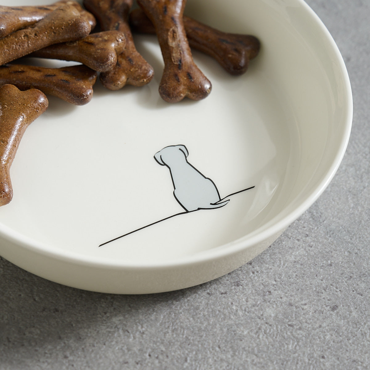 Dog Bowl with Sitting Dog - Light Grey Edition