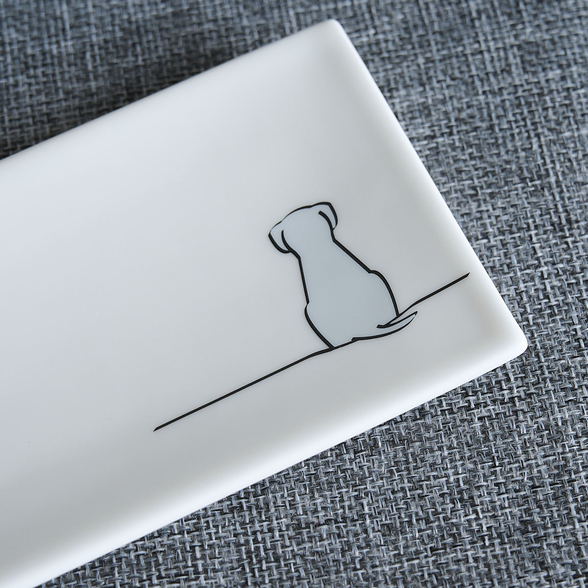 Sitting Dog Mini Tray - Light Grey Edition - close up