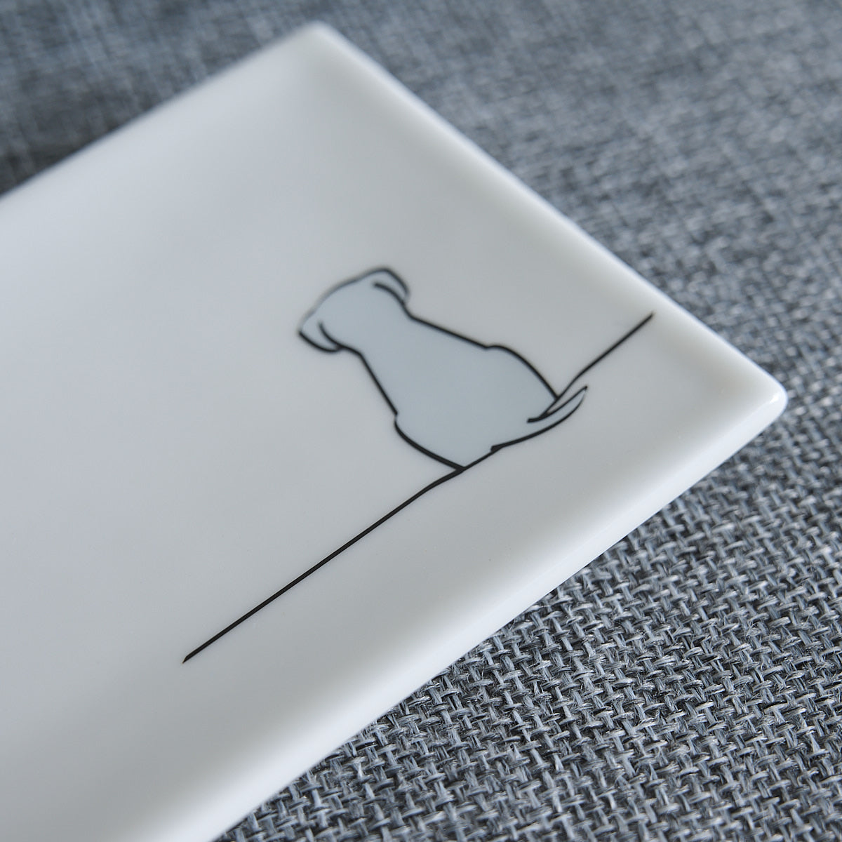 Sitting Dog Mini Tray - Light Grey Edition - close up