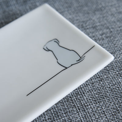 Sitting Dog Mini Tray - Light Grey Edition - close up