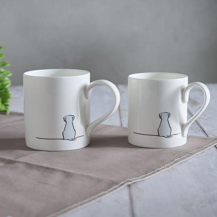Sitting Dog Mug - Light Grey Edition - Large Mug and Standard Mug