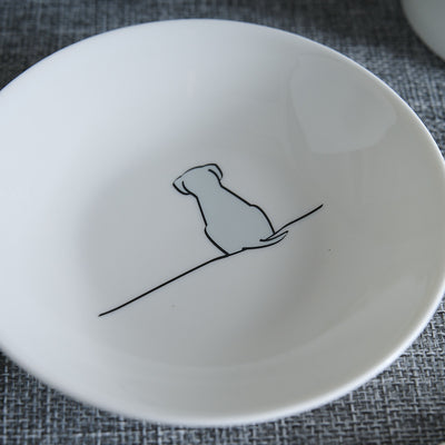 Sitting Dog Nibble Dish - Light Grey Edition