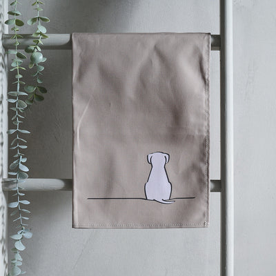 Sitting Dog Tea Towel - Light Grey Edition