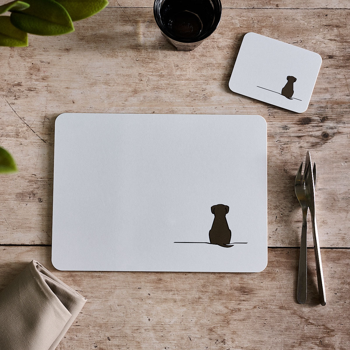 Sitting Dog Placemat and Coaster