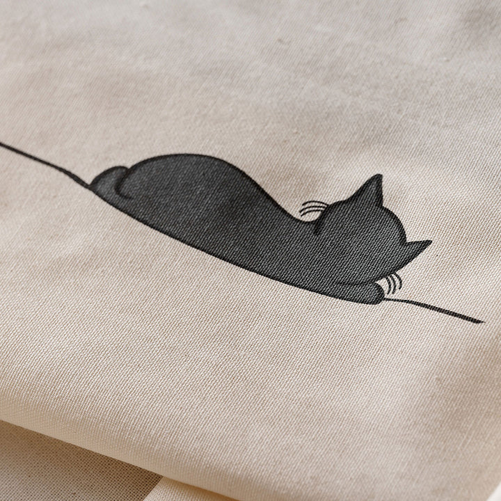 Sleeping Cat Tea Towel close up