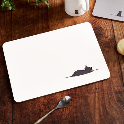 Sleeping Cat White Placemat on table