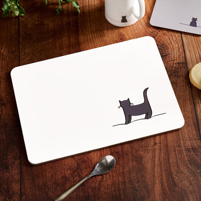 Standing Cat White Placemat on table