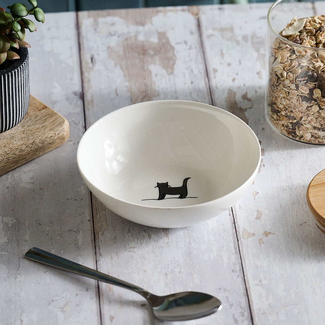 Standing Cat Cereal Bowl with cereal