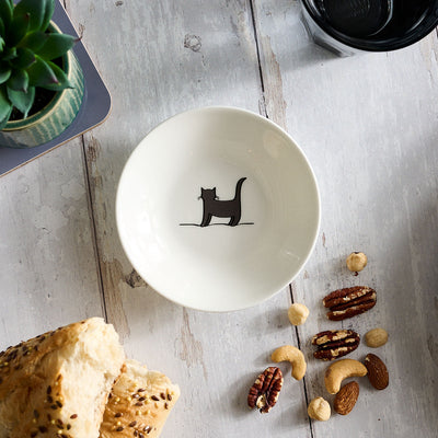 Standing Cat Nibble Dish with bread and nuts