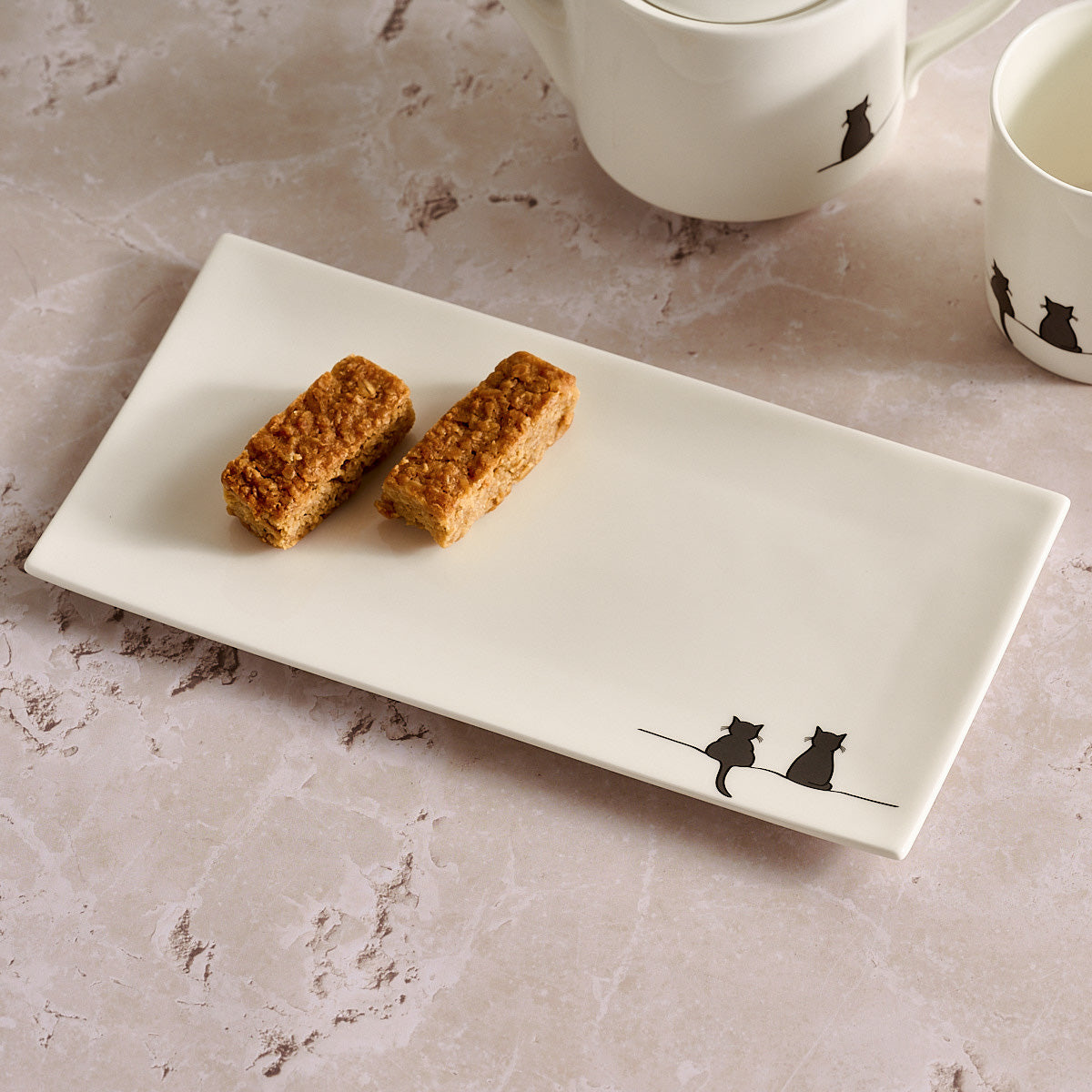 Two Cats Together Large Serving Tray with flapjacks