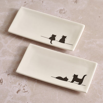 Two Cats Together Mini Trays, Set of Two