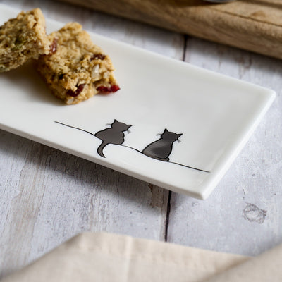 Two Cats Together Mini Tray with Flapjack