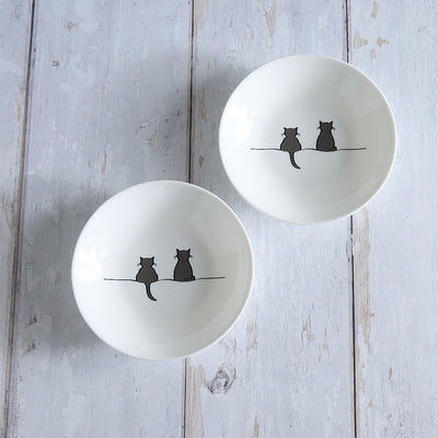 Two Cats Together Limited Edition Nibble Dish, Set of Two