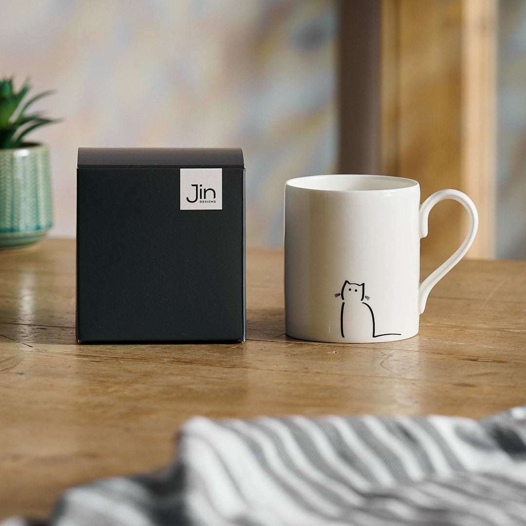 Waiting Cat Mug with Jin Designs Gift Box