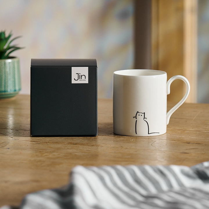 Waiting Cat Mug with Jin Designs Gift Box