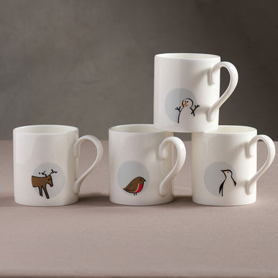 Winter in the Window Mugs, Set of Four