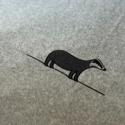 Woodland Collection Blanket with Badger close up 