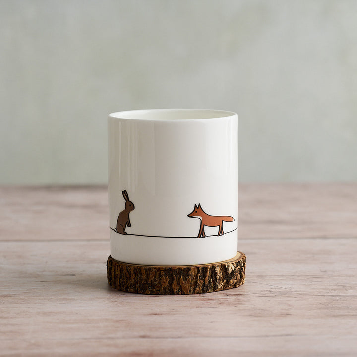 Woodland Collection Large Mug showing Rabbit and Fox